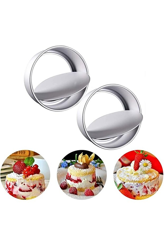 2-Piece 4 Inch Round Cake Pans Aluminum Nonstick with Removable Bottom for Baking