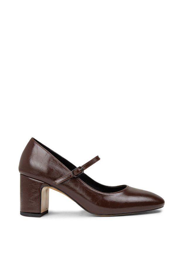Women's Vintage Patent Leather Brown Mary Jane Shoes