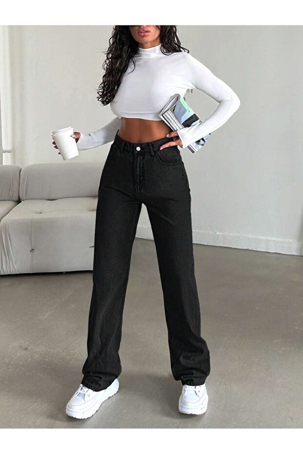 Black High Waist Wide Leg Jeans
