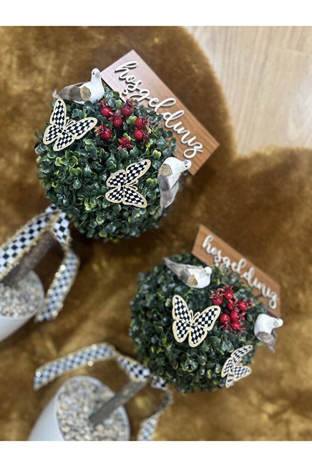 İkili Set Kapı Önü Top Şimşir Ağacı Kapı Önü Dekoru Kokinalı Kapı Süsü - 4