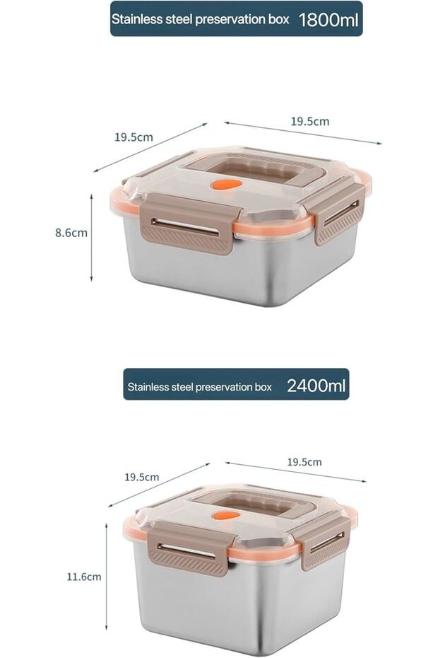 Stainless Steel Square Multifunctional Portable Sealed Leakproof Fresh-keeping, Lunch Bento, Refrige