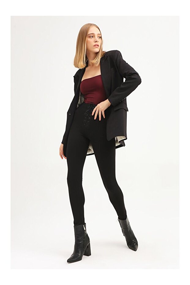 Tek Düğmeli Blazer Ceket Siyah - 2