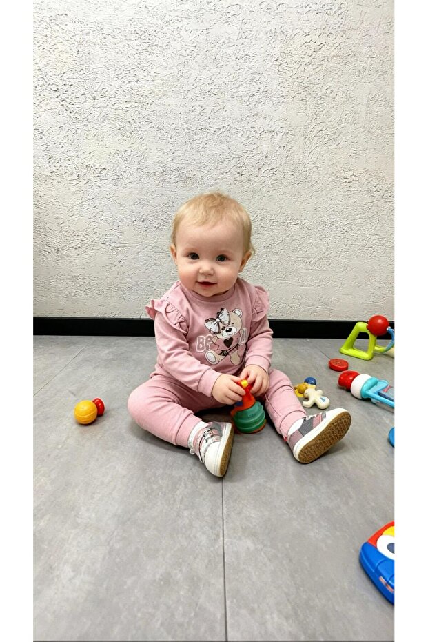 Baby Girl Tracksuit/Pajama Set Mini Teddy Bear Printed