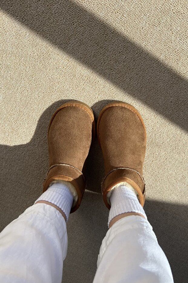 Mini Taba Süet Yarım Bot İçi Tüylü Bot - 2