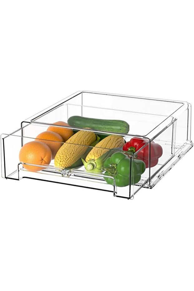 i Refrigerator Drawers - Stackable Fridge Organizer Bins Pull Out Drawers, Clear Fruit Storage Conta