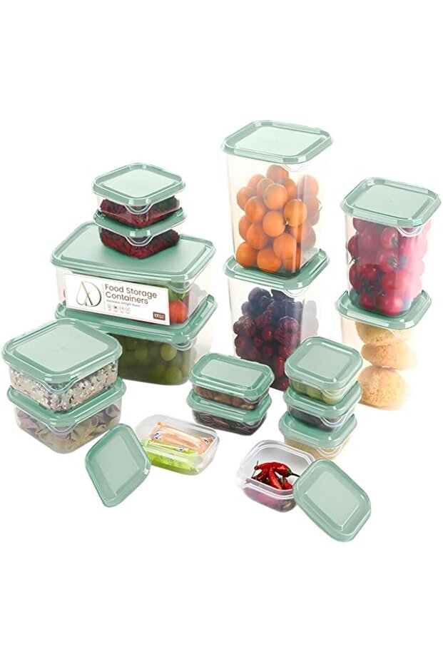 Aind 17pcs Kitchen Organizer Plastic Food Storage Container Set | Meal Prep & Fridge Organizers | Fr