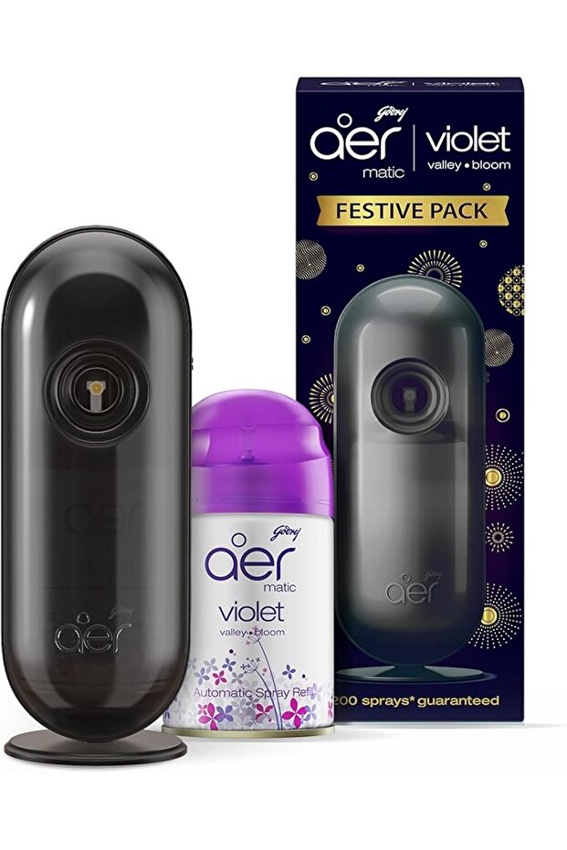 Godrej aer Matic Automatic Air Freshener Auto Spray Kit With Flexi Control Violet 225 Ml