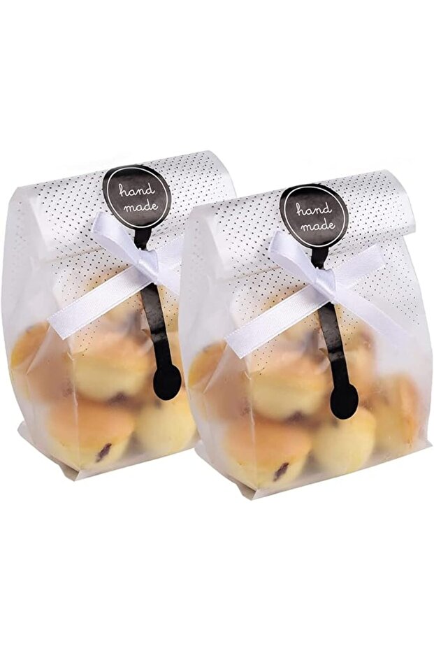 100Pcs Bread Packaging Bags Translucent Plastic Bags Cellophane Pastry Treat Bags Valentine Gift Bag