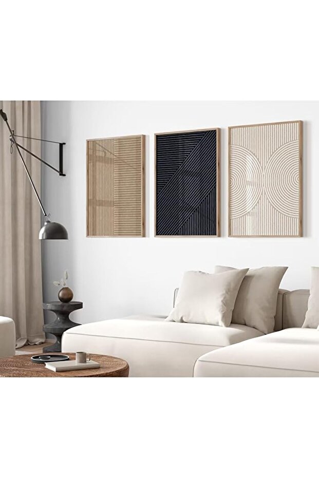 Modern Abstract Pictures Wall Art Boho Neutral Canvas Wall Art Minimalist Line Wall Decor Black Brow