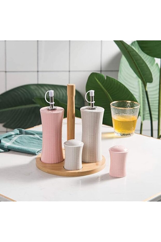 Decopor Cylindrical Condiment Porcelain 5-Piece Set