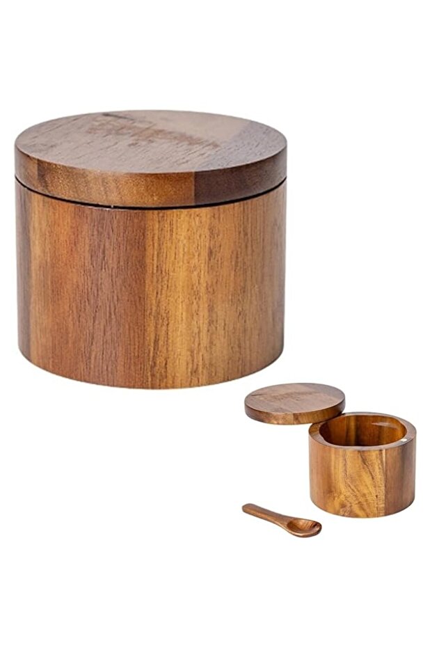 nalaina Salt Cellar, Salt Box, Wooden Spice Box, Salt Container, Salt Jar with Swivel Magnetic Lid a