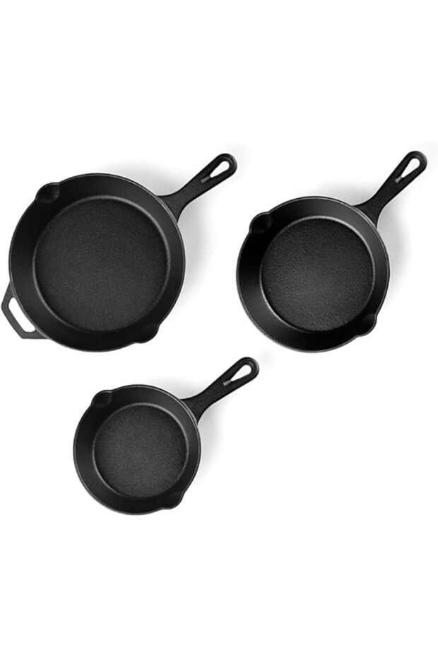 Cast Iron Cookware 3PC Set – Durable, Versatile, and Pre-Seasoned Cooking Pots and Pans for All He