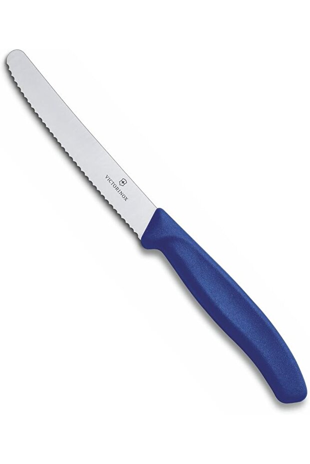 Swiss Classic Round Tip Wavy Tomato Knife, Blue