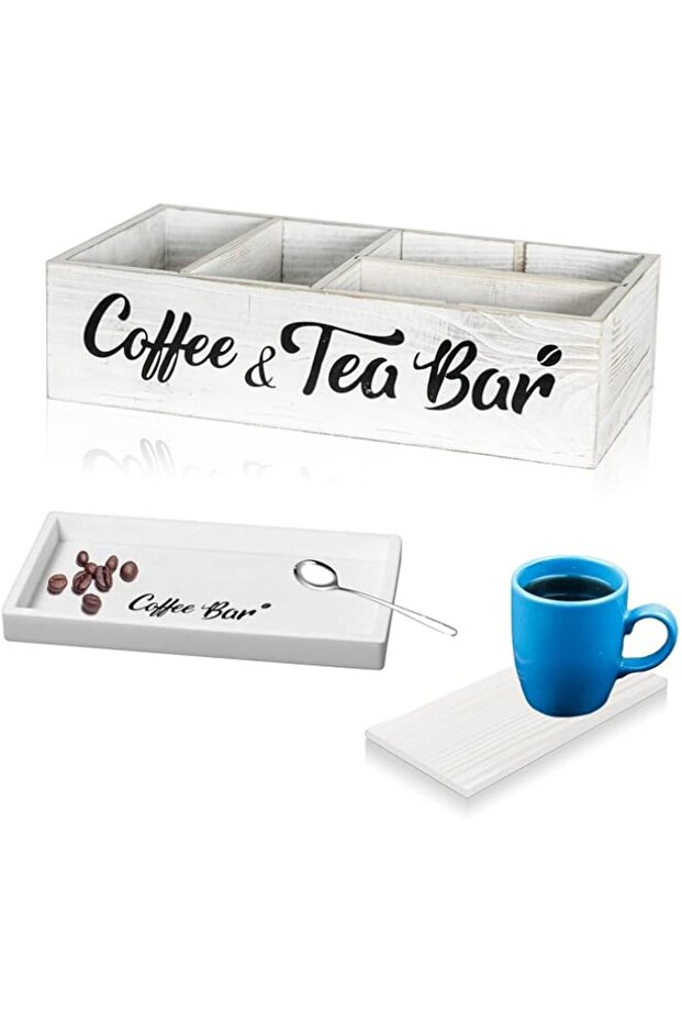 Amoilly Wooden Coffee Station Organizer with Tray for Countertop, DIY Coffee Capsule Holder, Stylish