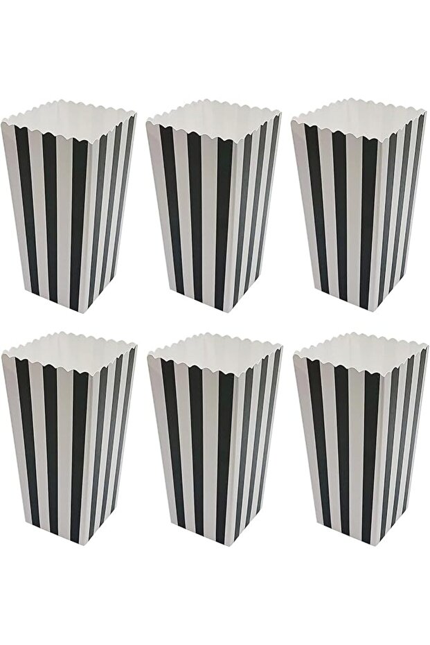 Melala 36 Pcs Mini Paper Popcorn Boxes - Cardboard Container for Party, White and Black Stripes