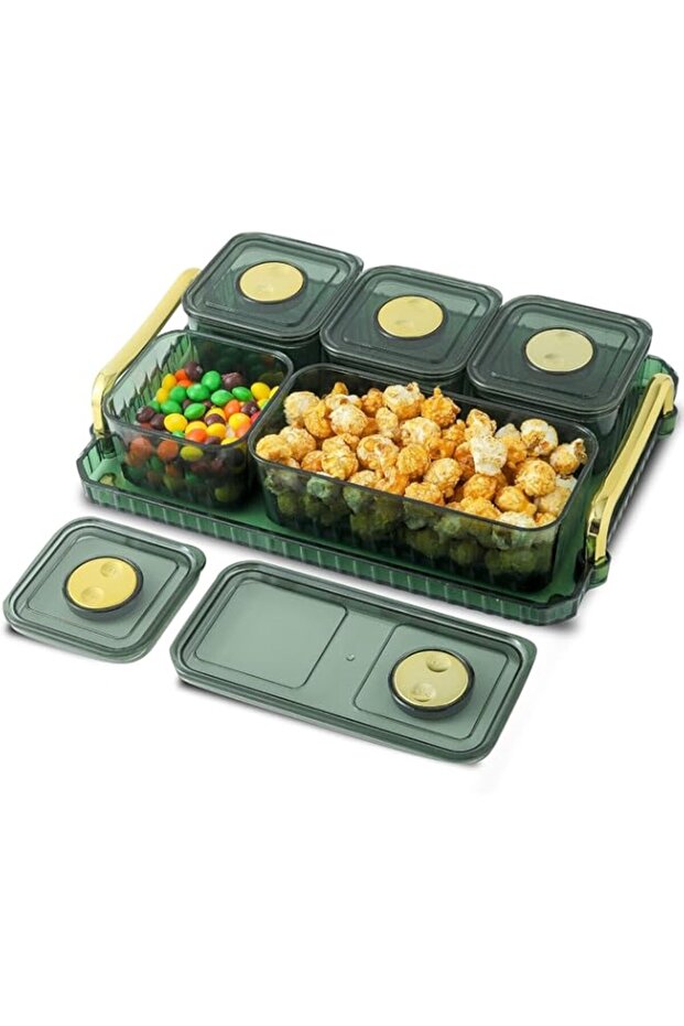 TERRIFI Candy Food Storage Containers with Lids Airtight, Split Sealed Snack Box, Covered Dried Frui