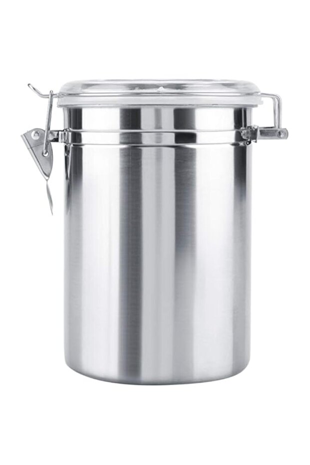 Stainless Steel Coffee Grounds Beans Container Canister Metal Food Storage with Clear Lid St