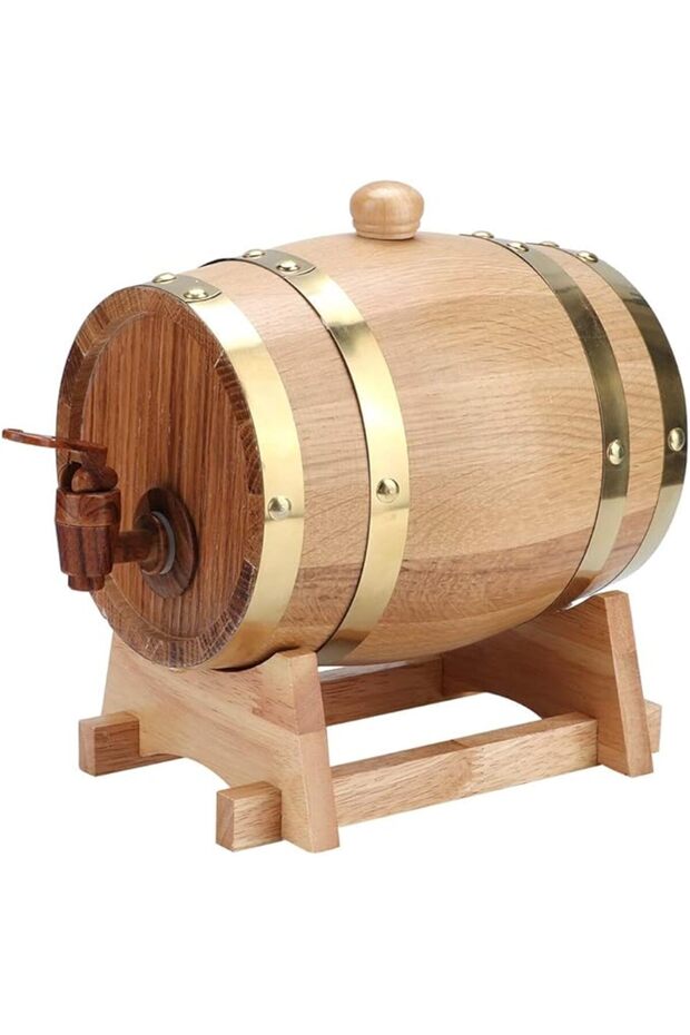 Jiawu Wine Barrel, 1.5L White Oak Aging Barrel, Whiskey Barrel Dispenser Wine Bucket, Age Your Own W