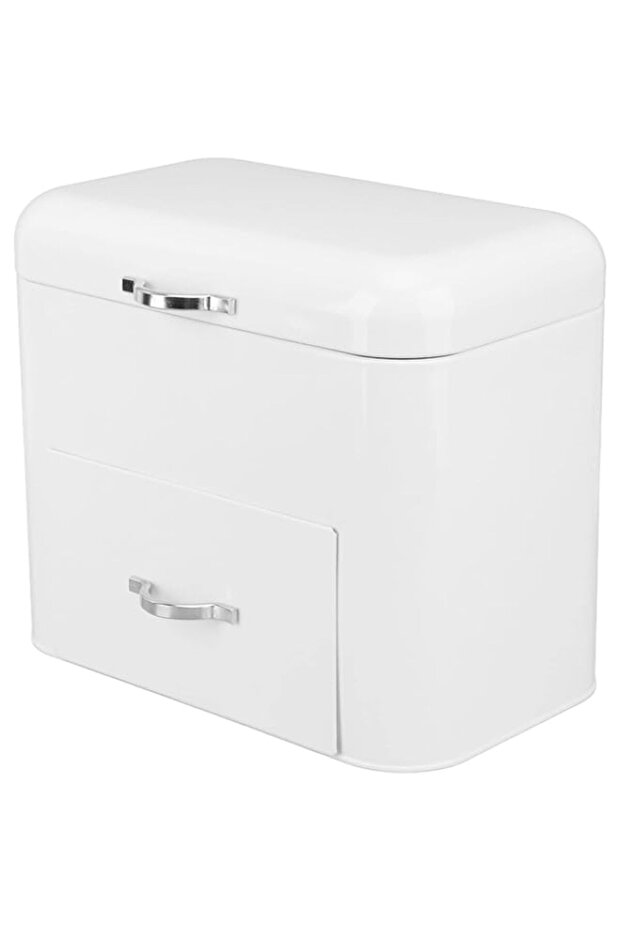 Luocute 2 Layer Metal Bread Boxes, Large Capacity Bread Box Storage Bin Kitchen Container with Roll - 1