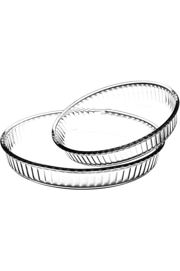 Flat Round Glass Bowls - Eco-Friendly Glass Mixing Bowl Set for Salad, Fruits, Cooking, Baking, Mari