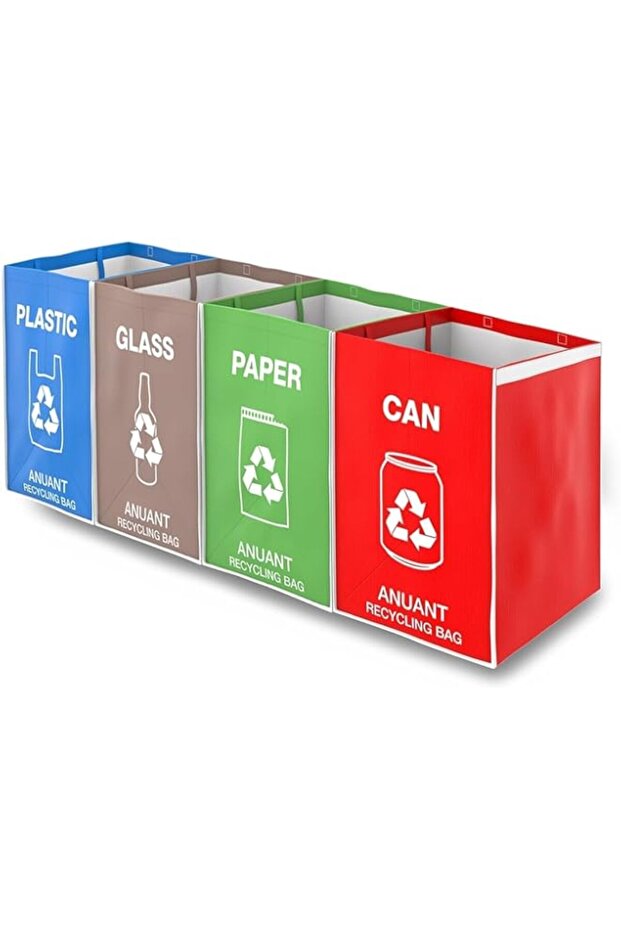 LUCKY-D 4Pcs Recycling Bin Bags, Portable Indoor Recycle Waste Organizer, Waterproof Garbage Contain