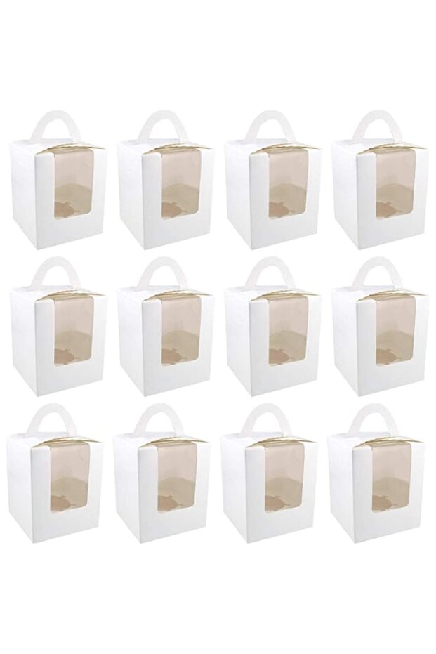 Red Dot Gift Single Cupcake Holders - 100 Pk Individual Cupcake Boxes with Inserts, Large Cupcake To
