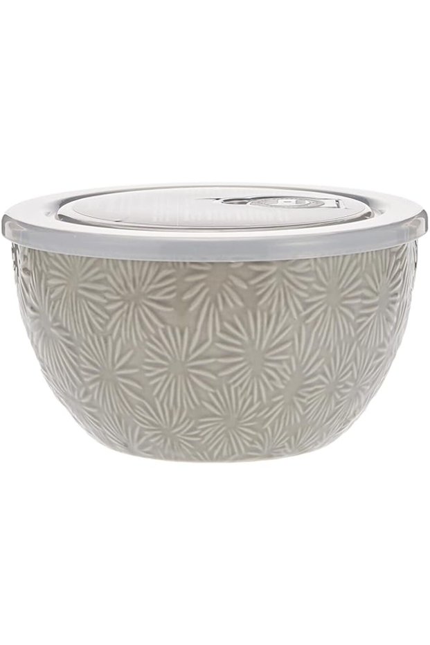 Ladelle Oxley Flower Oyster Microwave Food Bowl, 15 cm x 15 cm x 8.5 cm Size, Grey