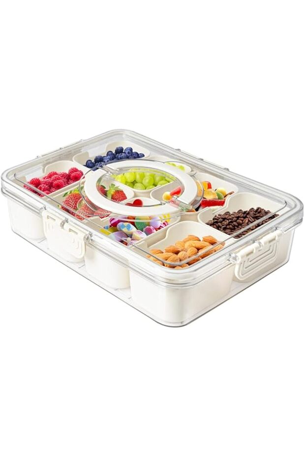 Spice Box,Kitchen Storage Organizer with 8 Removable Squares,Snackle Box Container for Portable Snac