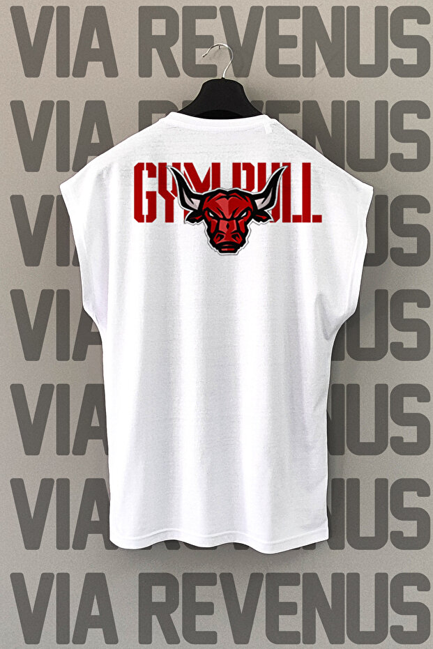 Gym Bull Back Printed Sleeveless Crew Neck Sports Tshirt