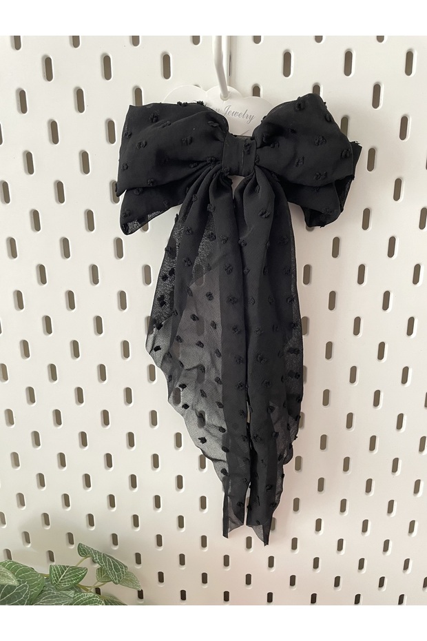 مشبك أوتوماتيكي من القماش الرقيق ذو نمط مزخرف على شكل فيونكة كبيرة - 1