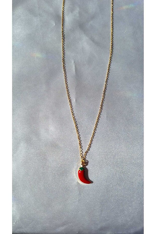 Pepper Necklace Steel Red Cornicello Luck Abundance Necklace