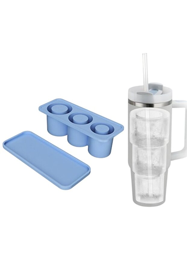 Ice Molds, OPTIM SOLUTION, Silicone, Ice Cubes, 3 Compartments, Blue - 1