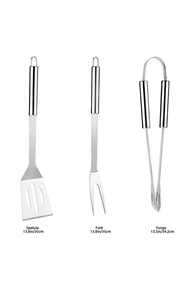 Set 3 Ustensile pentru Gratar, OPTIM SOLUTION, Paleta, Cleste, Furculita - 2