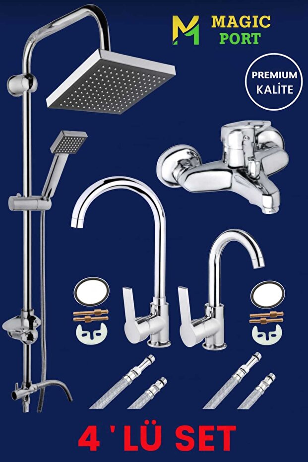 4'' LÜ SET ROBOT YAĞMURLAMA TEPE DUŞ BANYO SETİ LÜX ROBOT DUŞ SETİ DUŞ ROBOTU - 1