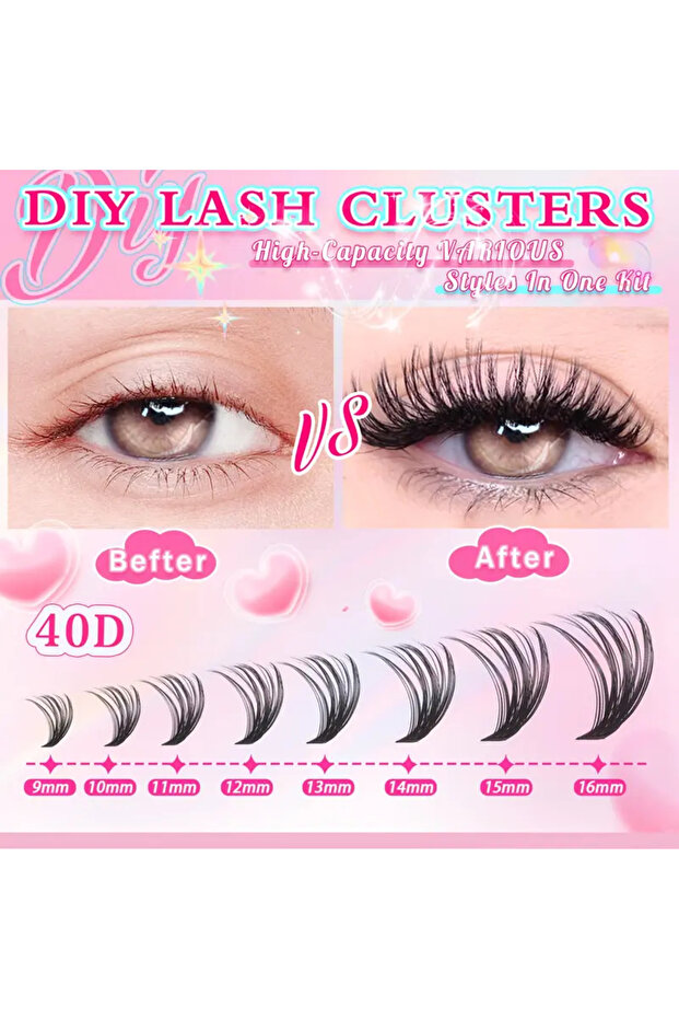 160 Adet Takma Kirpik Küme Seti 80DF Spiky Doğal Hafif Volüm Yumuşak Bantlı Yeniden Kullanılabilir - 3