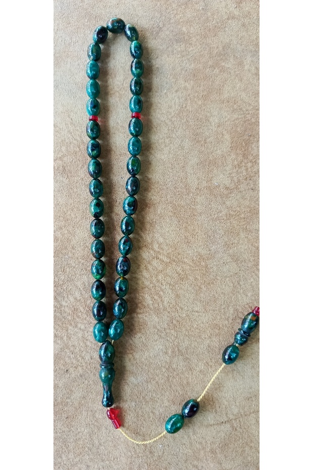 Amber Green Variegated 8 mm In-Line Imaam Prayer Beads