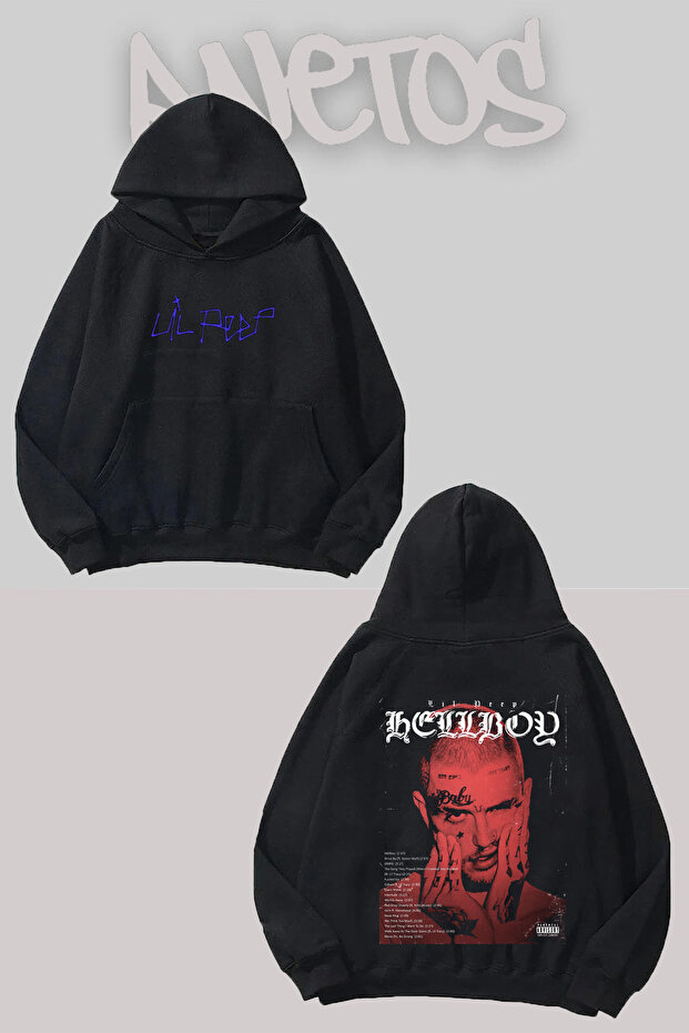 سويت شيرت مطبوع من الأمام والخلف باللون الأسود من Lil Peep 3