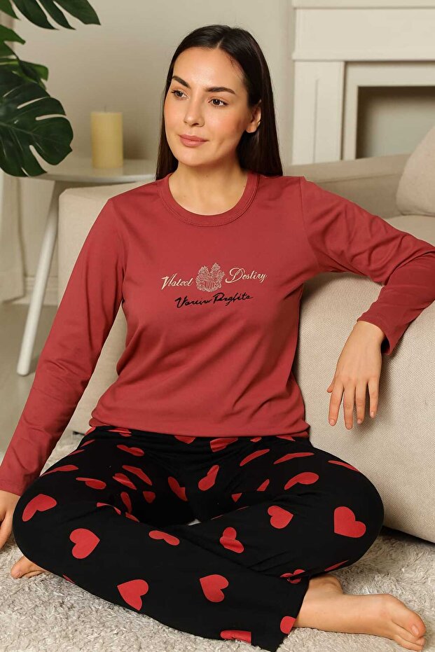 Women's Pajama Set Heart Patterned