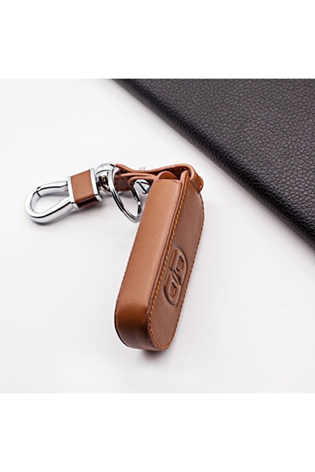 Brown leather case for Mazda key - 3