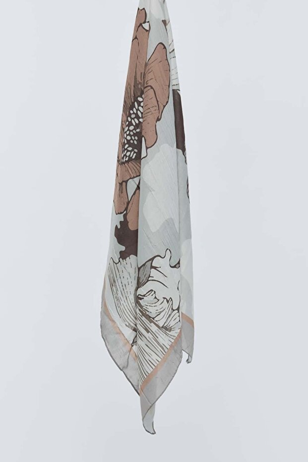 Şakayık Desen Bambu Eşarp - 5