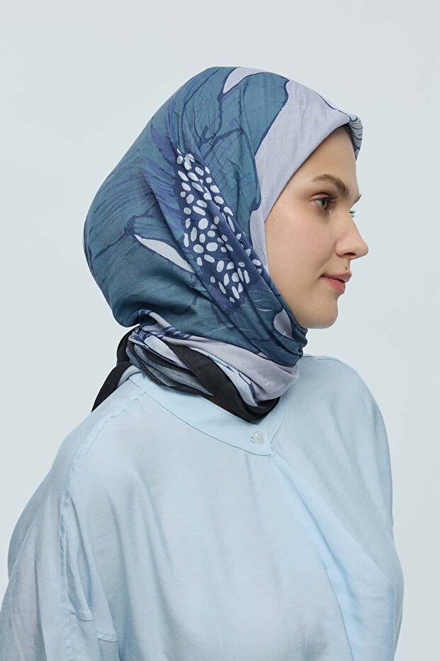 Şakayık Desen Bambu Eşarp - 3