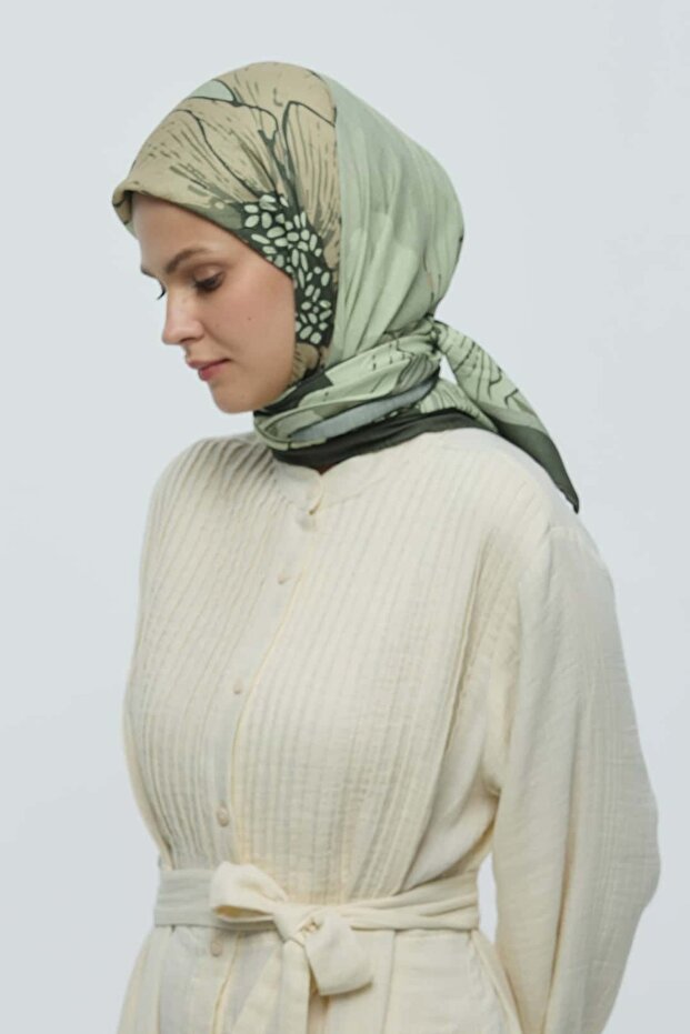 Şakayık Desen Bambu Eşarp - 2