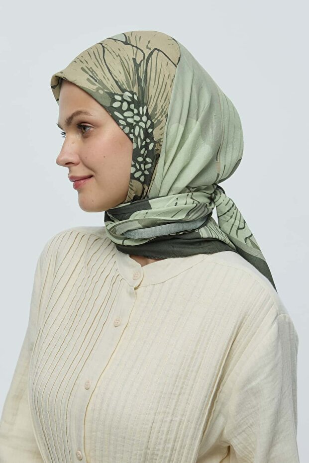 Şakayık Desen Bambu Eşarp - 4