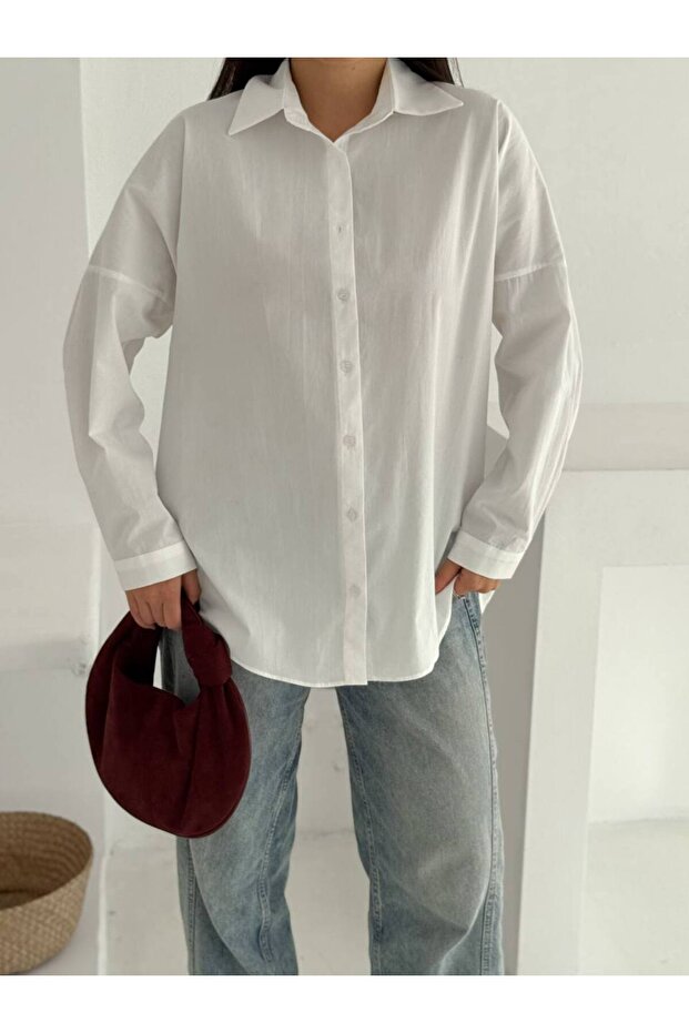 Plain Basic Oversize Shirt - 4