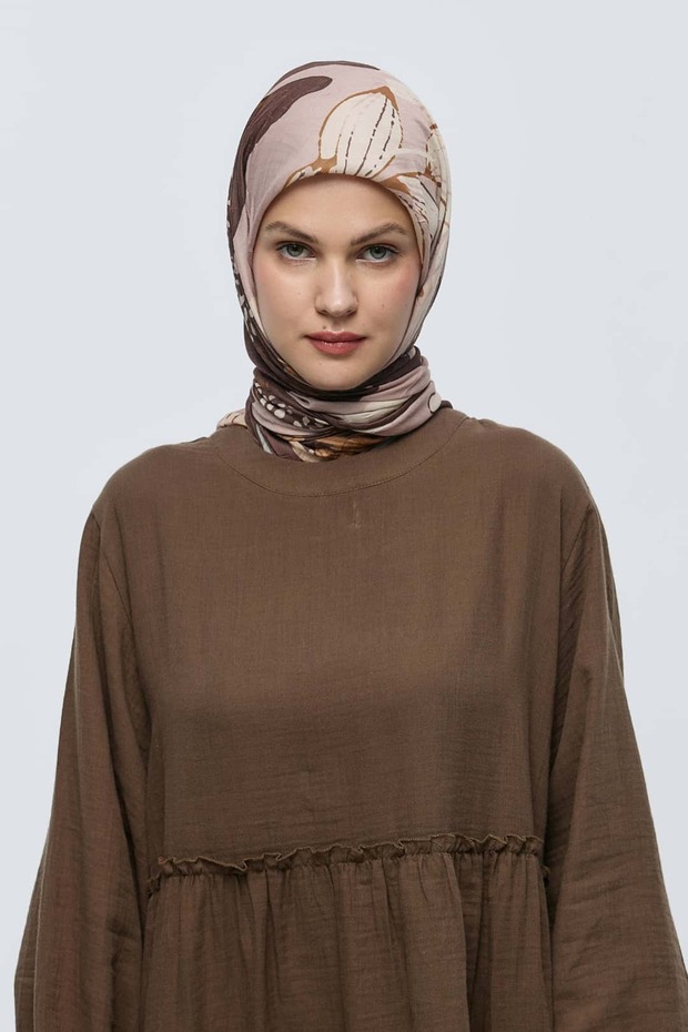 Şakayık Desen Bambu Eşarp - 1