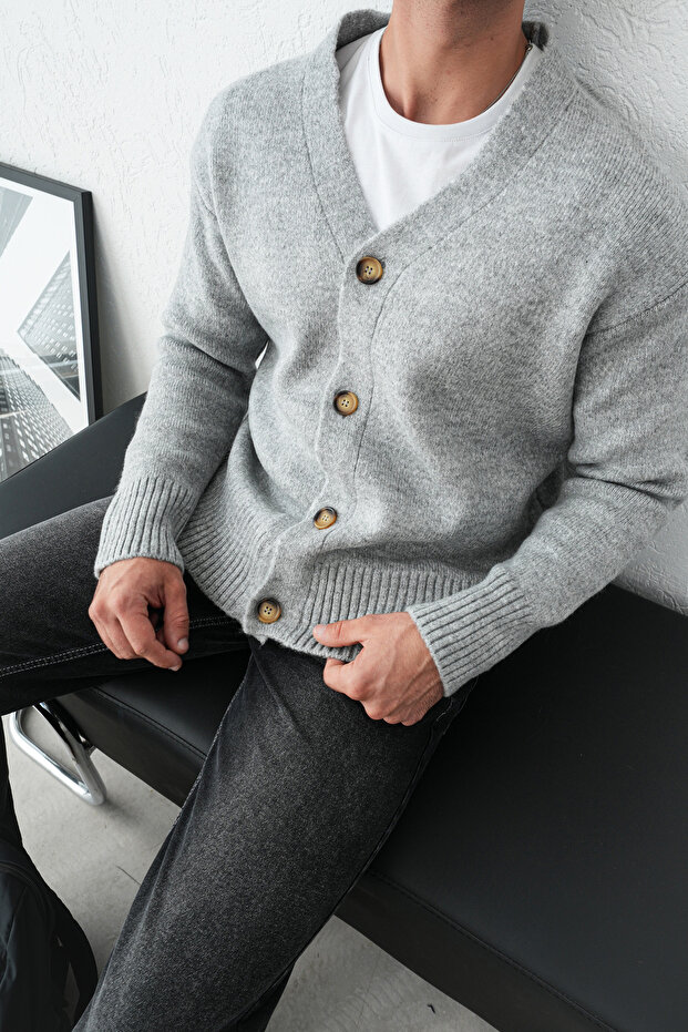 Düğmeli Oversize Hırka - 2