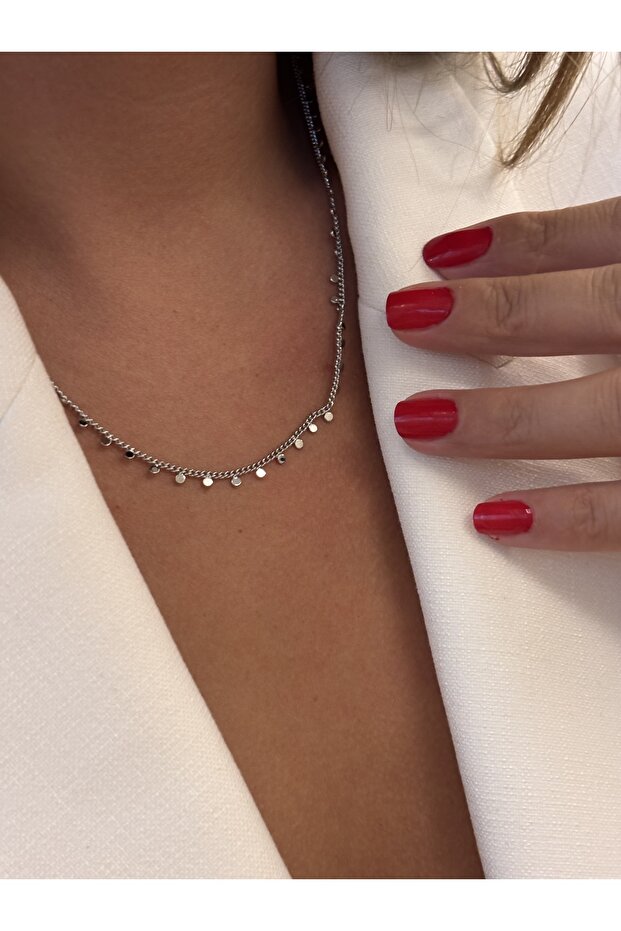 Çelik Tasarım Pullu Kolye - 4