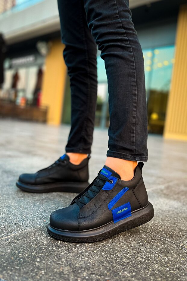 Ch131 Frogner Men's Sports Casual Lace-Up Leather Boots Cst - Black/Blue