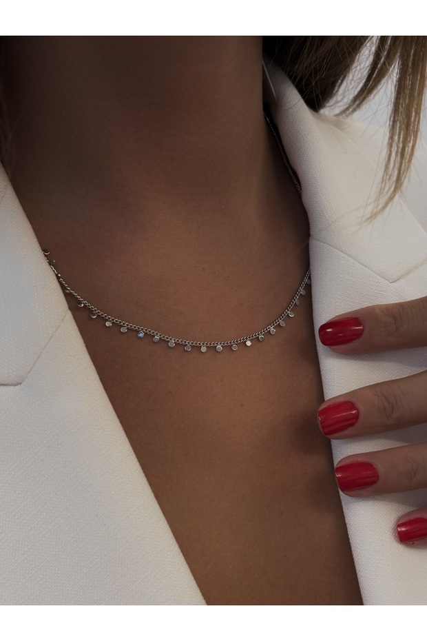 Çelik Tasarım Pullu Kolye - 2