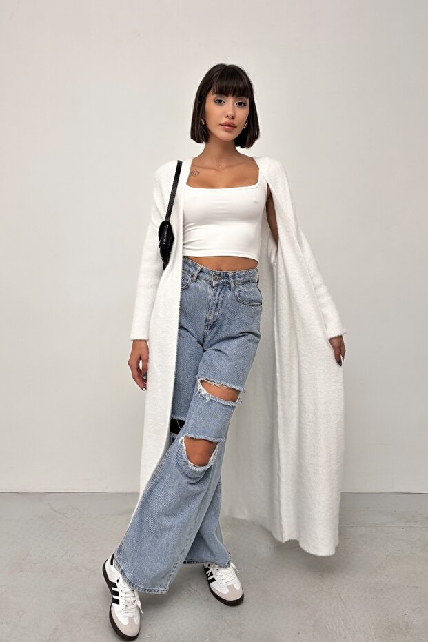 Pony Long Knitwear Cardigan - Soft Textured Oversized Loose Cardigan